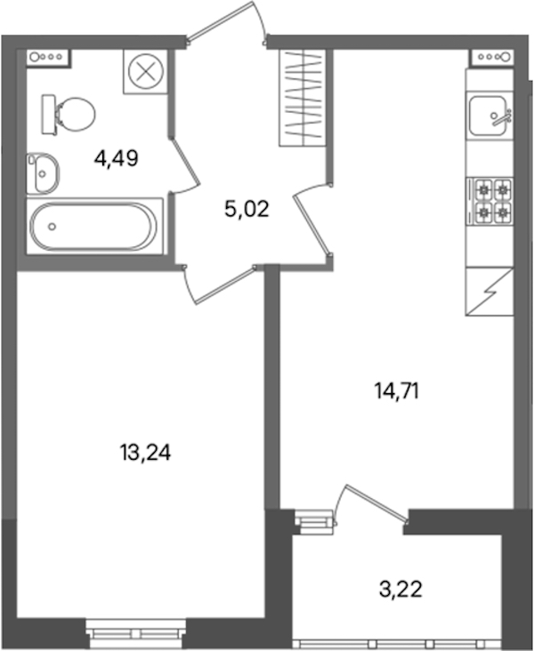 1-комнатная квартира 37.46 м², 1/11 эт., ЖК «ПАТИО. Уютный квартал»
